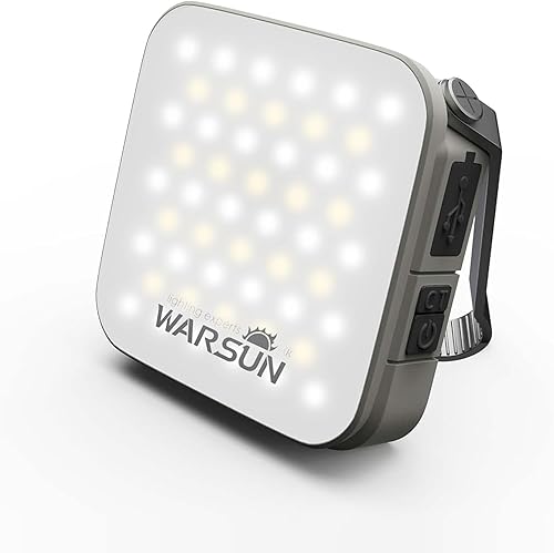 WARSUN Linterna de camping recargable de 1000 lúmenes, luz LED portátil de 6000 mAh con carga solar, 4 temperaturas de color, 3 niveles de brillo,