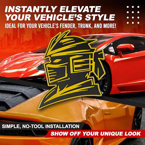 Image of Samurai Emblem, Custom 3D Car Badge - Universal Exterior Accessories for Car, Truck, SUV, Motorcycle (Set of 2) (Yellow)