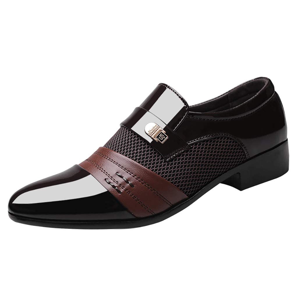 HINDOLA Mens Leather Dress Shoes Fashion Oxford Business Shoes Wedding Shoes Penny Loafers