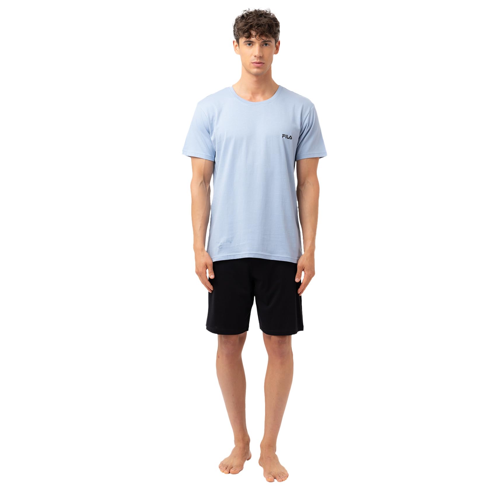 Fila Schlafanzug für Herren, kurz, 100% Baumwolle, Nachtwäsche für Herren – Türkis, Größe XL