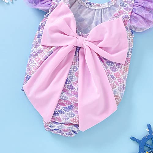 Image of Toddler Girl Baby Ruffles Mermaid Fish Scale Swimsuit One Piece Swimwear Bathing Sunsuit