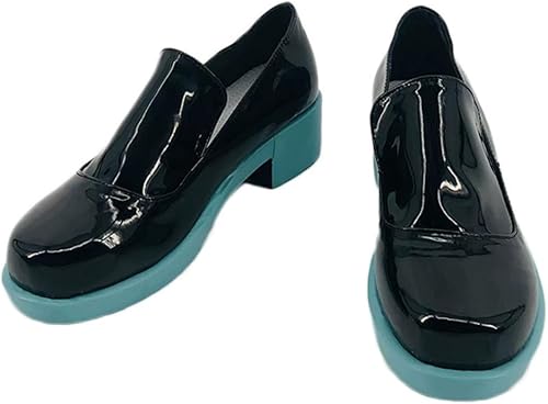 Miniatura 7 de jrswai Anime Miku - Zapatos de cosplay para cosplay botas cortas de cuero negro para adultos zapatos de dibujos animados fiesta de Halloween