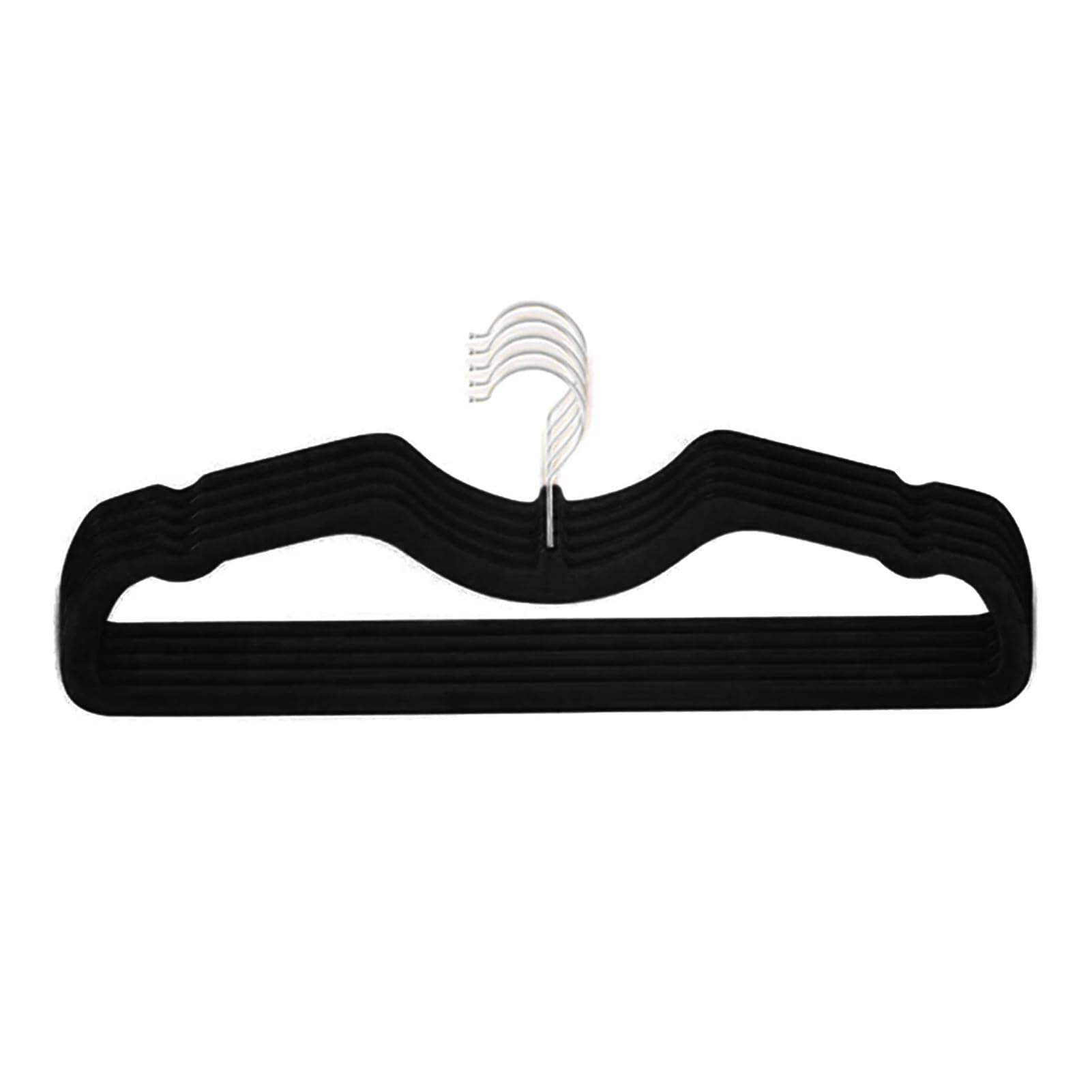 Velvet Hangers 5pcs Velvet Hanger Flocking Hangers Short Neck Design No trace Anti-slip Shirt Jacket Coat Storage Racks(Black)