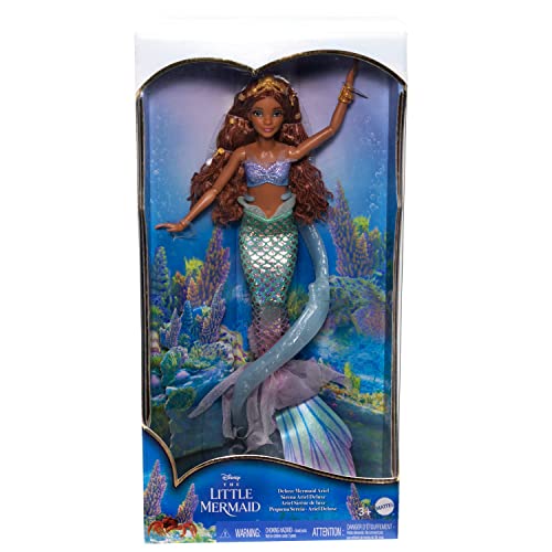 Disney The Little Mermaid Deluxe Mermaid Ariel Doll With Iridescent Tail, Hair Jewelry Beads, And Doll Stand #TOP5