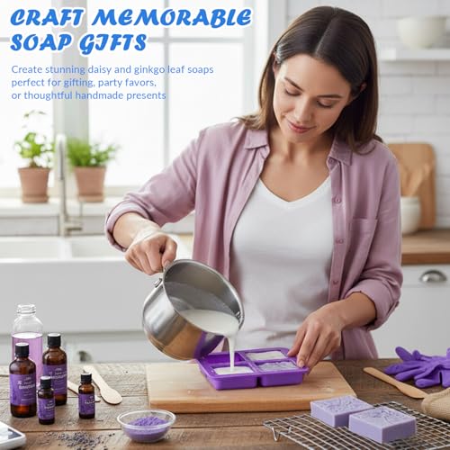 Image of HKNMTT 2Pcs Soap Molds Silicone 3D Rectangle Flower Pattern Silicone Mold | 4-Cavity Floral Molds for Handmade Soap Shower Steamer Bath Lotion Shampoo Chocolate Bars DIY Craft Non-Stick Food Grade