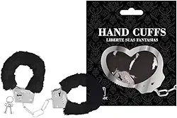 Algema Metal Fantasia Profissional Aço e Corrente Cromada Revestida em Pelúcia