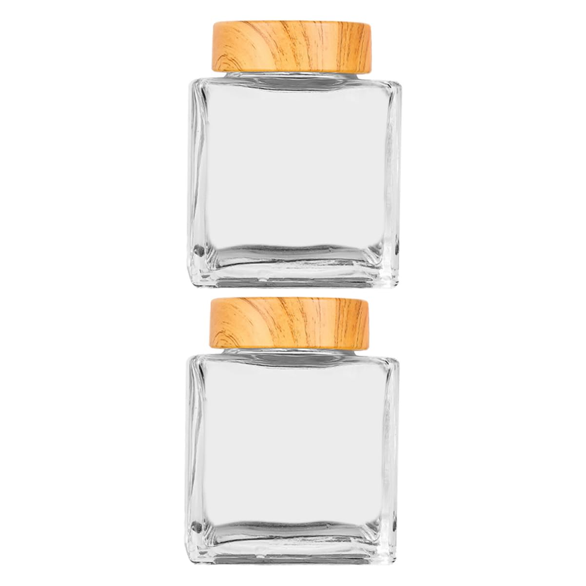 Tarros de Vidrio con Tapa de Madera Herméticos de 180ml, Paquete de 2 Unidades, Durabilidad Excepcional y Estructura Reforzada para Uso en Cocina