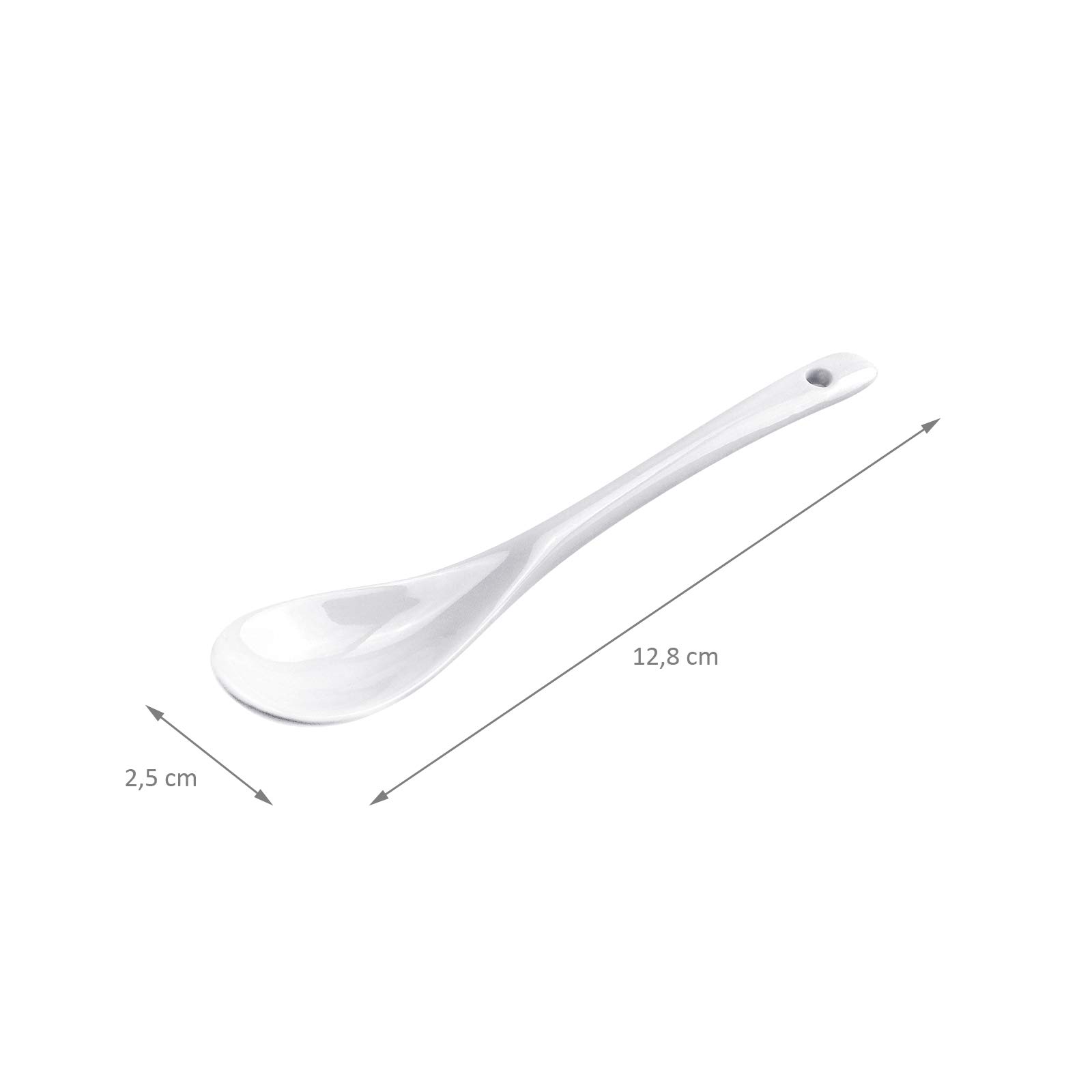 Set 10 Cucchiai Da Zuppa In Porcellana - Design Con Gancio Antiscivolo, Per Casa E Ristorante, Colore Bianco - Foto 11