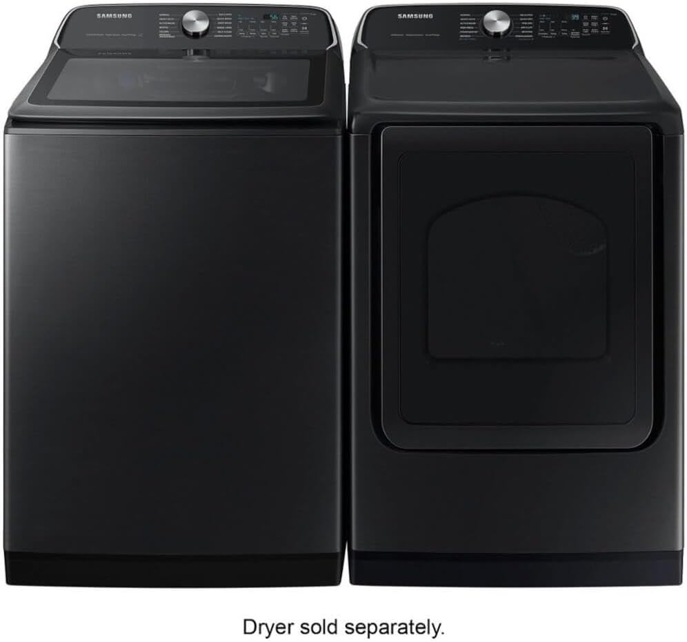 Samsung 5.5 cu. ft. Extra-Large Capacity Smart Top Load Washer with Super Speed Wash, Brushed Black, WA55CG7100AVUS