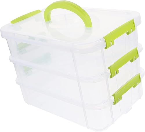 STOBAZA Contenedores Cuentas Práctica Tapa Belleza -capa Libro Suministros Artesanía Organización de Joyería Transparente y Rompecabezas con Mango