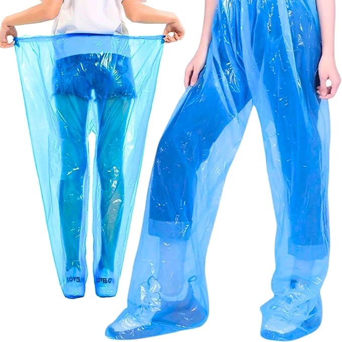 DreamAura Disposable Rain Pants with Shoe Cover Waterproof Emergency Rain Pant | बारिश से बचाव के लिए Rain Lower | Men & Women Clear Unisex Connected Foot Cover for Travel Camping Riding & Trekking-image-36