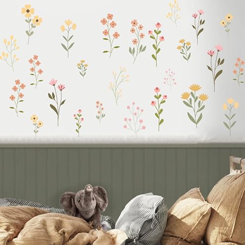 Vinilo decorativo floral Wildflower en tonos rosa y amarillo miniatura 4