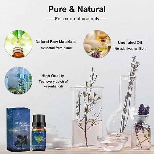 Image of BURIBURI Vanilla Essential Oil, 100% Pure, Undiluted, Natural Aromatherapy Oil for Diffuser, Massage