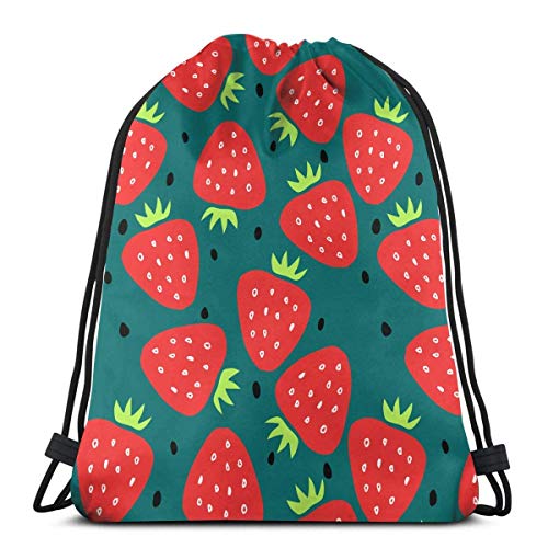 ARRISLIFE Bolsa de gimnasio, mochila escolar, mochila de viaje, bolsas de hombro, bolsa de entrenamiento con cordón, bolsa unisex de fresas y semillas