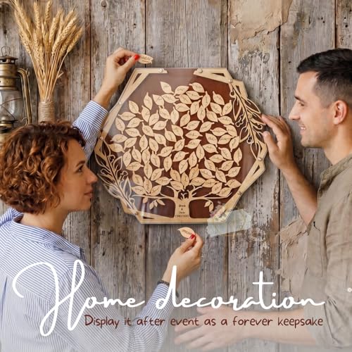 Image of Rustic Fall Wedding Guest Book Alternative, Maple Tree Leaf Drop Box