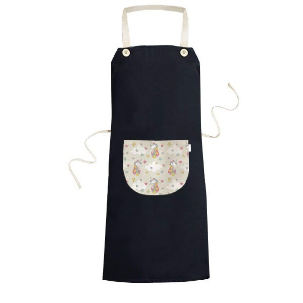 Tablier réglable motif licornes noir robuste pour femme et homme