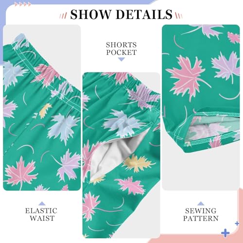 Pajama Pants Lounge Sleep PJ Bottoms Sleepwear Elastic Waist Drawstring S Hand Drawn Colorful Maple Leaf4