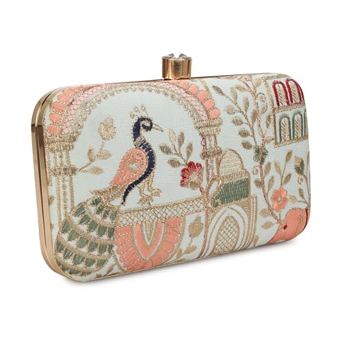 Image of LONGING TO BUY Hand Crafted Designer Box Clutch - Zari Embroidery For Women