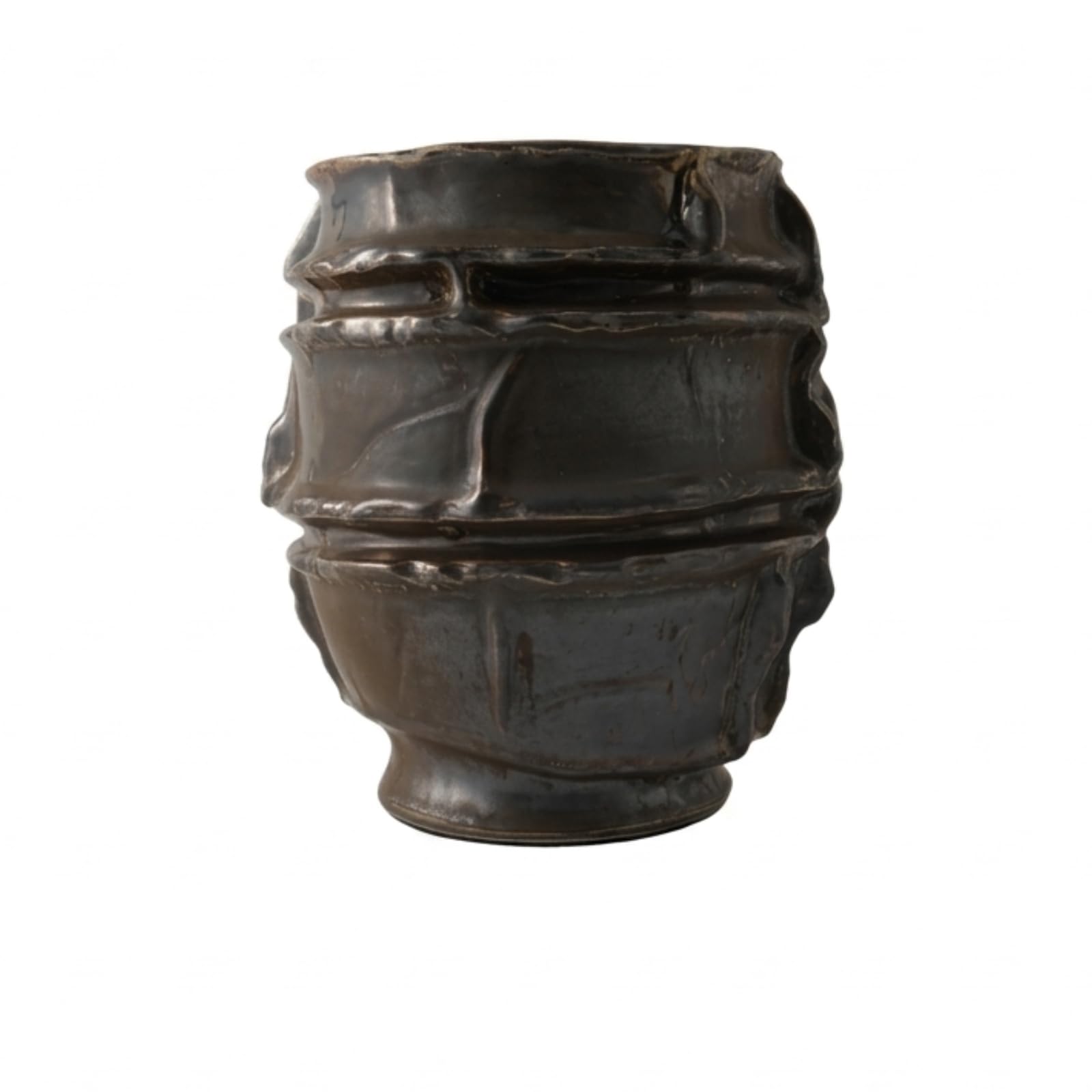 Jarrón Decorativo Cerámica con Textura Jarrón con Acabado Envejecido Alto Florero Acabado Envejecido para Estantería, Cobre Antiguo, Pequeño 26 26 H28.5cm
