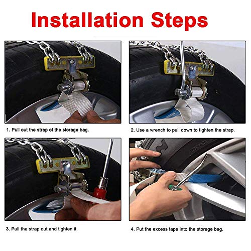 TOTMOX Schneeketten, verstellbare 10 Stück rutschfeste Schneetraktions-Notfall-Auto-Winter-Schnee-Reifenketten, S 165-195 mm