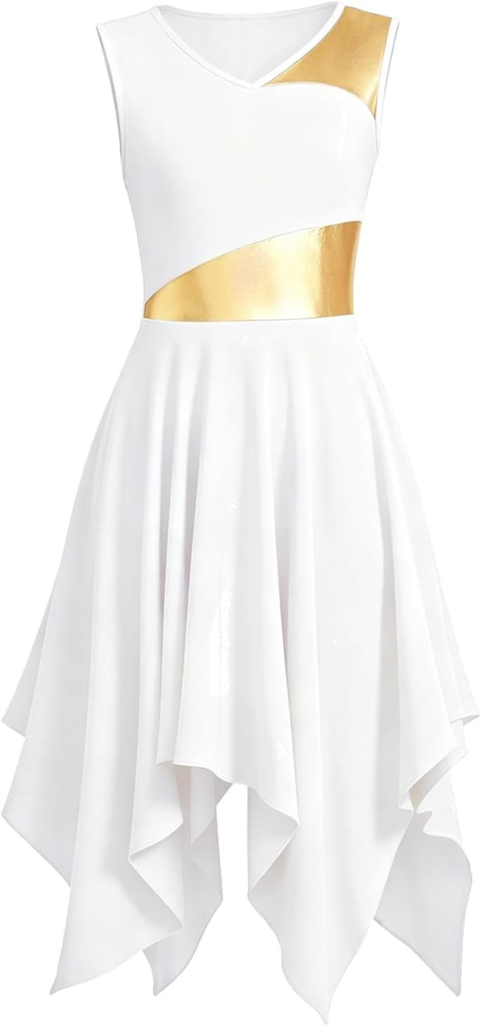 Praise Dance Overlay Tunics for Girls Worship Liturgical Church Dance Dress Irregular Flowy Lyrical Dancer Costume