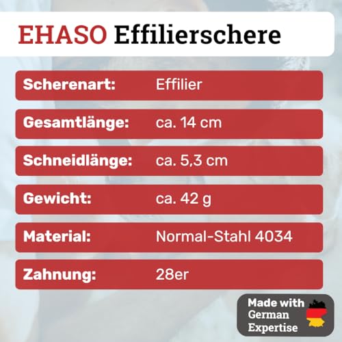 EHASO doppelseitige Effilierschere Rostfrei, 14cm mit 28er Zahnung