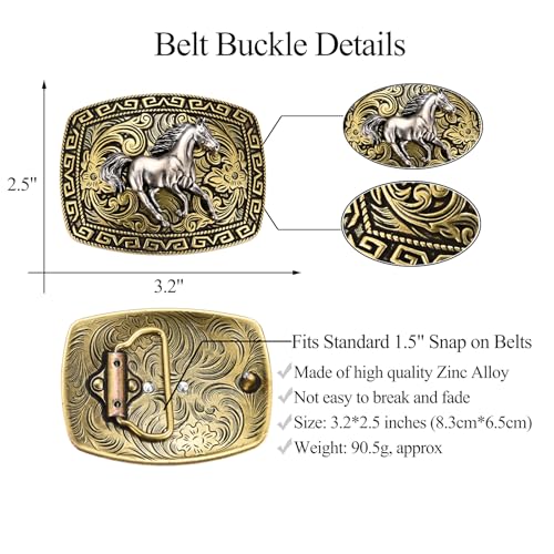 BBOTEN Cowboy Belt Buckle for Men, Running Horse Rodeo Western Belt Buckle, Vintage Belt Buckles Mens