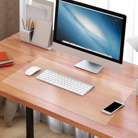 Szaboviktoria 80x40 cm sous-main de bureau, tapis de bureau transparent et grand, imperméable, protège bureau en PVC, antidérapant avec bords arrondis Cover
