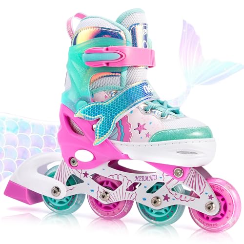 Nemone Sirenita Patines En Línea Niñas Ajustable Patines 4 Ruedas Para Niño, Luz Completa Hasta Led Ruedas Patines En Línea Regalo Nemone Sirenita Patines En Línea Niñas Ajustable Patines 4 Ruedas Para Niño, Luz Completa Hasta Led Ruedas Patines En Línea Regalo