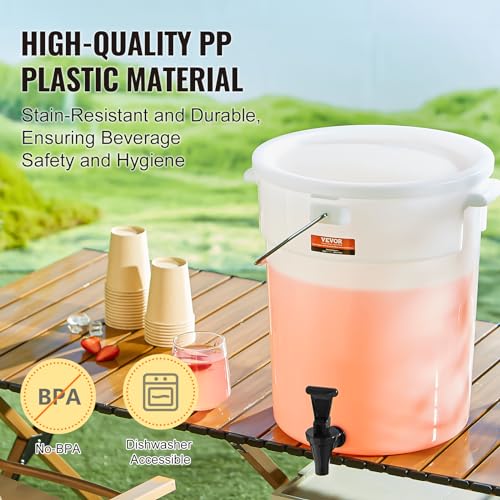 Image of VEVOR Beverage Dispenser, 5 Gallon *2 Drink Dispensers for Parties, Plastic Juice Dispenser with Spigot and Lid, Iced Tea Lemonade Juice Water Dispenser, for Restaurants, Hotels, Parties, 2 Pack