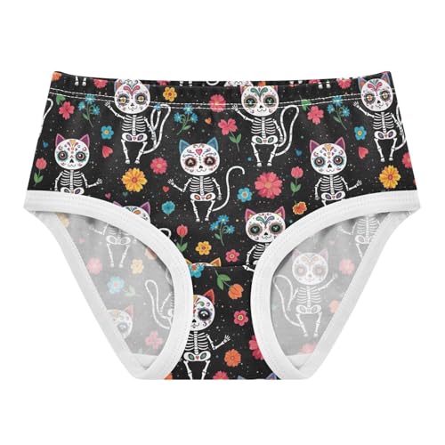 Joisal Durable Toddler Underwear Floral 2t Cotton Panties for Girl Colorful Skulls Cat Florals Kids Undies Briefs