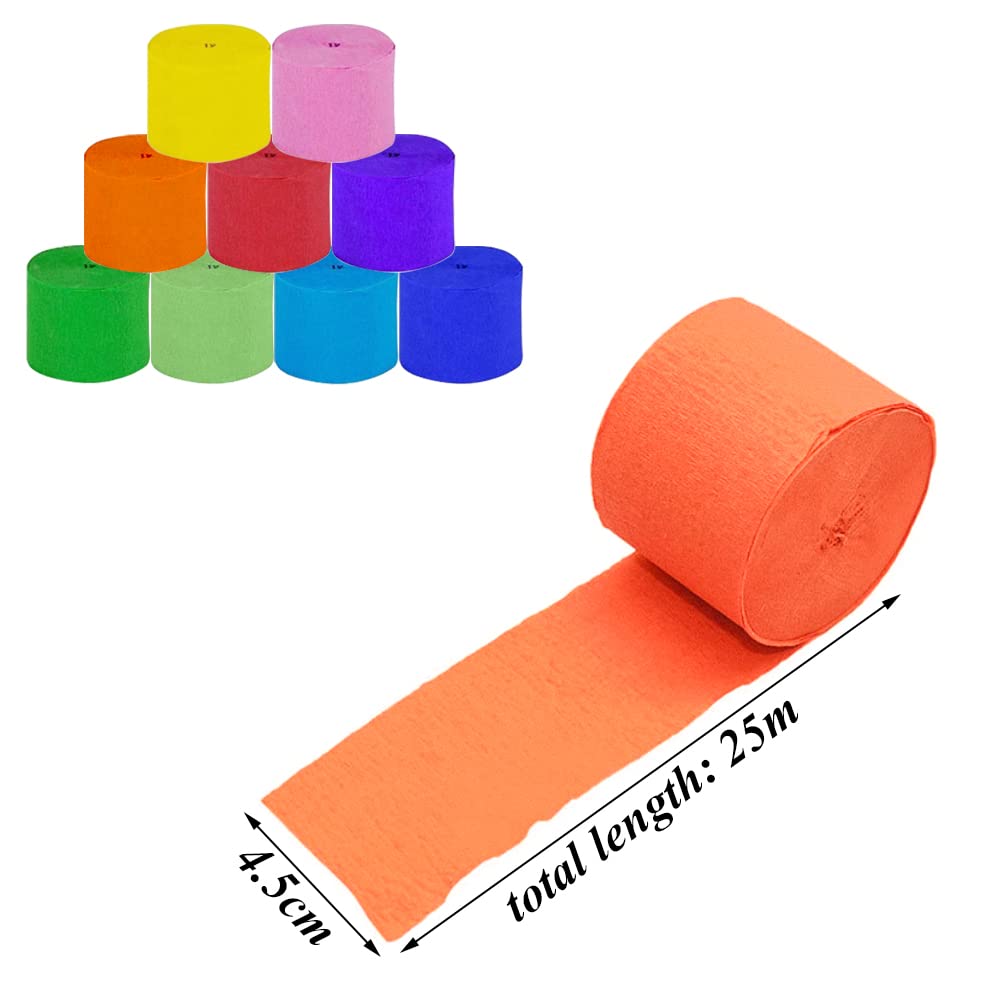 Kreppbänder Regenbogen 12 Rollen Krepppapier Bunt 4,5 Cm X 25