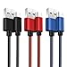 Produktbild lululeague USB Typ C Kabel, [3Stück 1.5M] USB C Ladekabel und Datenkabel Nylon Schnellladekabel für Samsung, Huawei, Google, Sony,Typ C Geräte(Schwarz,Rot,Blau)