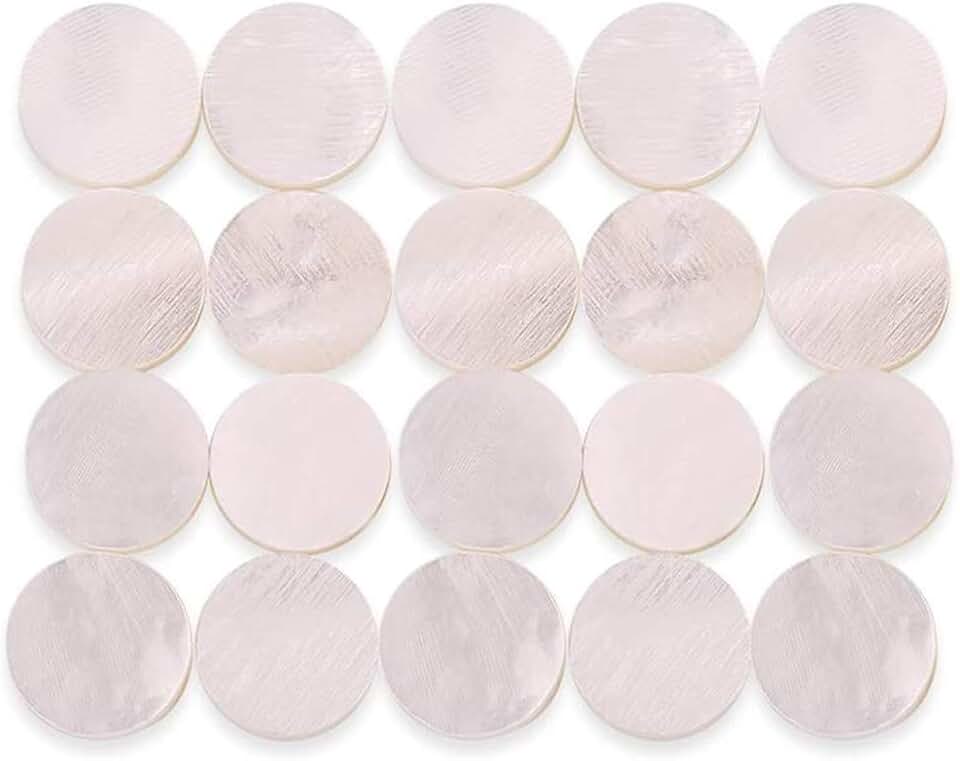 20 peças de incrustação de escala de guitarra, marcadores de 6 mm com pontos embutidos concha de pérola branca para violão, bandolim, baixo, ukulele, banjo, decoração