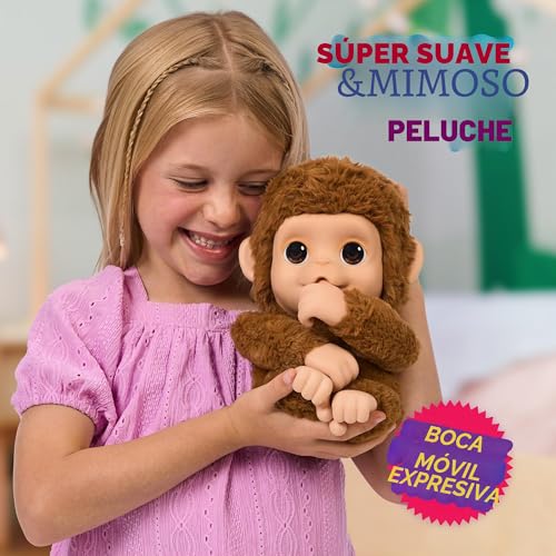Miniatura 6 de My Baby Monkey de Little Live Pets: Mono Mango con más de 50 Sonidos y reacciones. con su expresiva Boca móvil, Come y se Chupa el Dedo. Se cuelga de Las Manos y los pies, ¡como un Mono de Verdad!