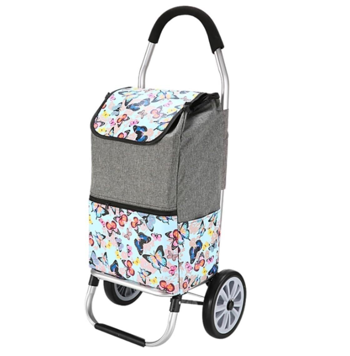 Folding Trolley Cart Folding Shopping Lightweight Trolley with Large Capacity Bag Foldable Grocery(A)