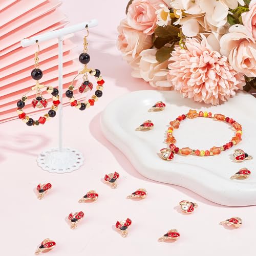 SUNNYCLUE 1 Box 30Pcs Ladybug Charms Lady Bug Charm Small Alloy Gold Rhinestone Enamel Lucky Red Cute Insect Charms Bulk for jewellery Making Charms Supplies DIY Crafting Necklace Bracelets Beginners - Image 4