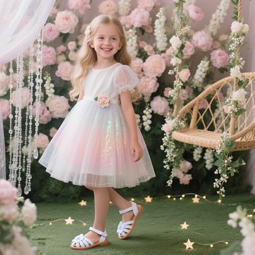 Image of Flaryzone Girls Sandals Closed Toe Summer Flats Dress Sandals Shoes Toddler /Little Kid