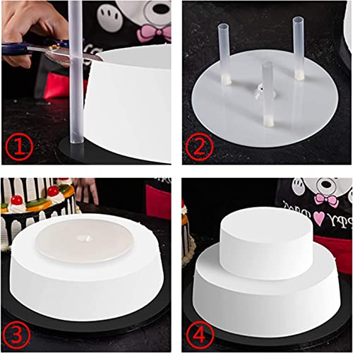 Image of 10 pcs Plastic Cake Dowel Rod White Cake Dowel Rods, Tiered Cake Construction Rods, Cake Stacking Supporting Rods, 0.4 Inch Diameter, 9.5 Inch Length