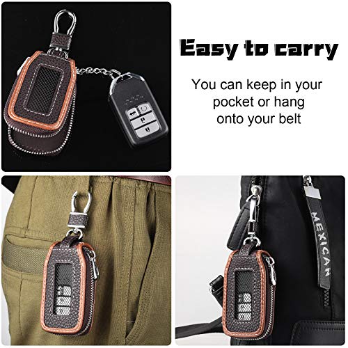 2 Pieces Leather Car Key Chain Case Holder Auto Key Fob Holder Smart Protector Cover(Brown) - Image 6