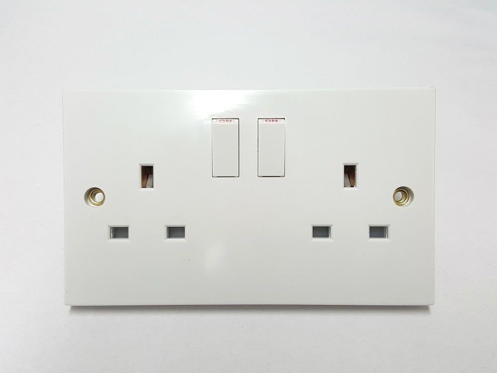 Electrical Plug Wall Switches & Sockets Faceplate + USB Charging Ports White (2 Gang Wall Switch 13A)