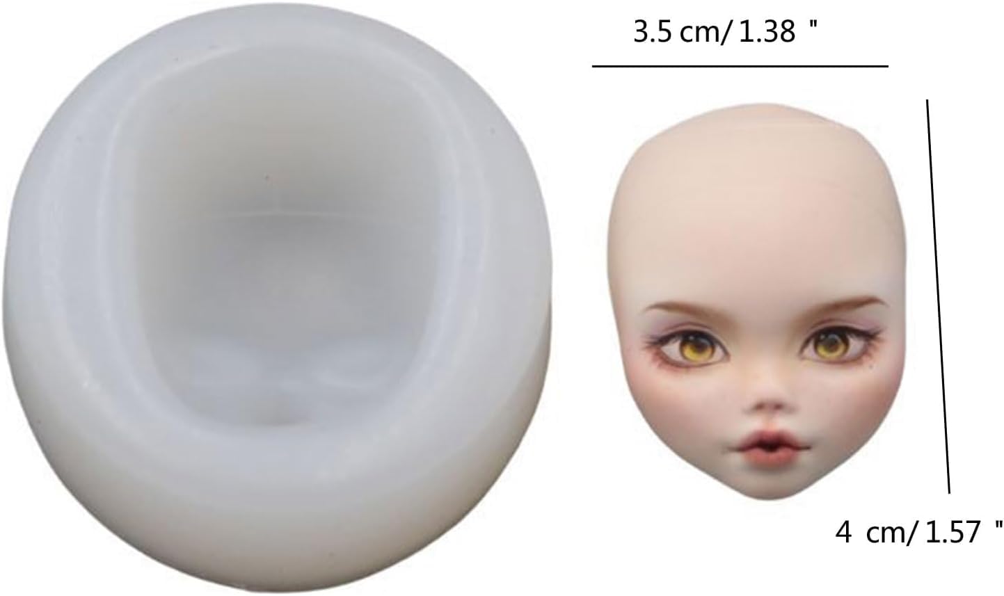 1Pc Transpant 3D Face Clay Molds Easy to Demold Dolls Face Clay Molds for Toy Epoxy Resinn Casting Handmade Craft Clay Mold for Face Ceramics and Pottery