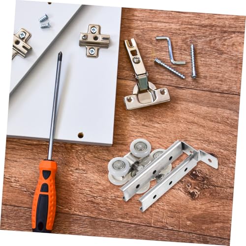 Ensamblaje de poleas para puerta corrediza Veemoon 2 piezas para instalación fácil y sin esfuerzo, kit de herrajes para puertas modernas miniatura 5