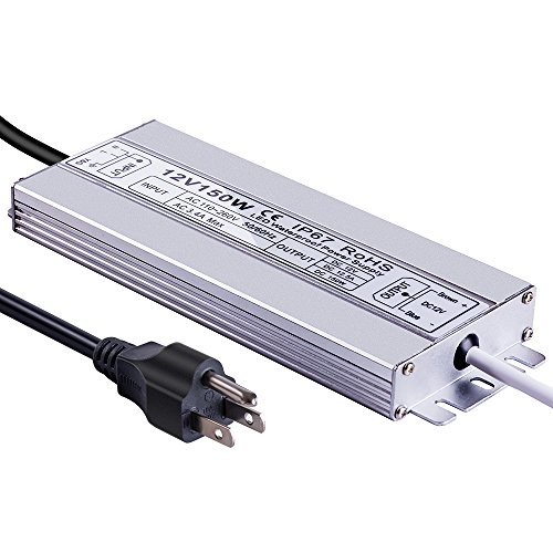 Image of LED Driver 150W 12V DC Low Voltage Transformer,Waterproof IP67 LED Power Supply, Adapter 100V-260V AC Ultra Thin Converter for Any Indoor Outdoor 12V LED Lights