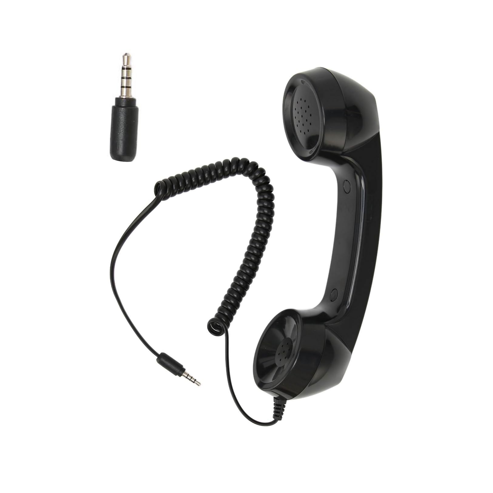 Cornetta del Telefono retrò, Microfono da 3,5 Mm Ricevitore per Telefono Cellulare Microfono per Smartphone Cellulare, con Pulsante di Risposta, Interruttore (Nero)