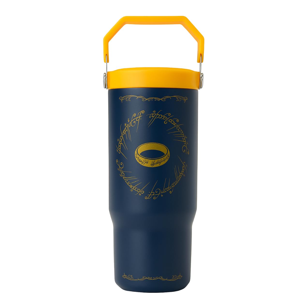 Lord of the Rings (Ring Inscription) 30oz/850ml Pitcher with Straw and Lid, Double-Walled Stainless Steel Body, Keeps Your Drink Cool, Screw Lid with PE Straw, BPA-Free, One Size