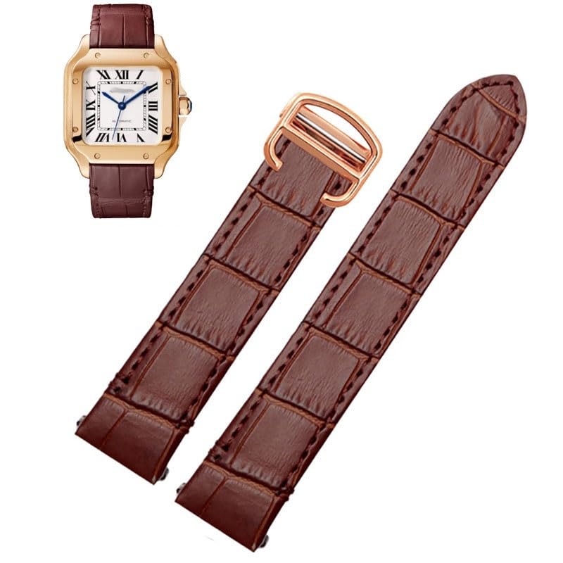 Bracelet cuir Cartier Santos WSSA0009 WSSA0010 WSSA0018 marron 19mm