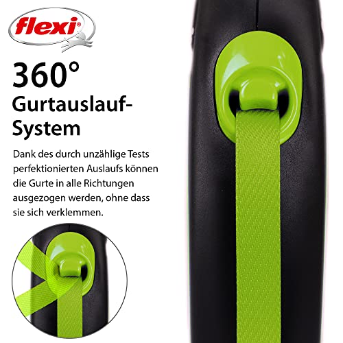 flexi® Neon S Gurt 5 m schwarz/neon-grün, Roll-Leine für Hunde bis 15 kg