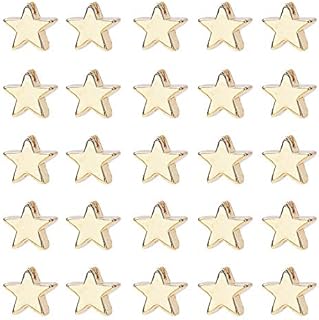 PandaHall 60pcs Brass Star Beads, Long-Lasting Gold Plated Star Spacer Beads Metal Star Charm Beads Star Jewellery Beads for DIY Necklace, Bracelet, Earring Craft