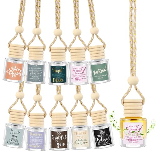 Image of Funnymoom 10 Pcs Employee Appreciation Gifts Bulk Empty Glass Car Air Freshener Hanging Diffuser Thank You Gifts for Employee Nurse Staff Dietician Social Worker Volunteer